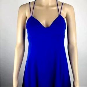 EXPRESS Royal Blue Dress Back Cutout Fit and Flare Skater Style V-Neck